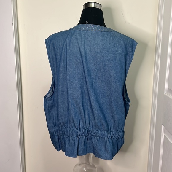 Vintage Laura Daniels Embroidered Gold Hardware Detailing Denim Vest Waistcoat - Picture 2 of 12